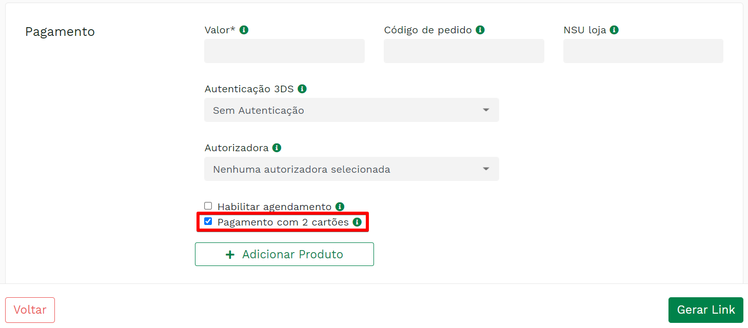 &quot;Formulário de pagamento com opção Pagamento com 2 cartões.&quot; -no-filter